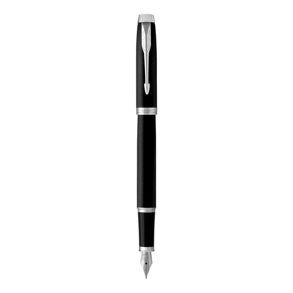 Parker IM Fountain Pen Medium Nib Black Ink - Matte Black Chrome Trim