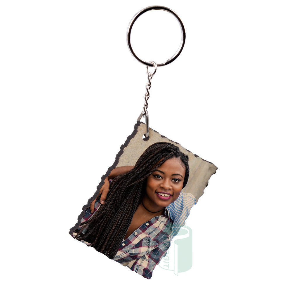 Keyring Bamboo Rectangular Stainless Steel - Pack of 10 - product view 2